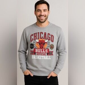 Chicago Bulls Gray NBA Sweatshirt XL‎ Vintage Style Crewneck Pullover [C]